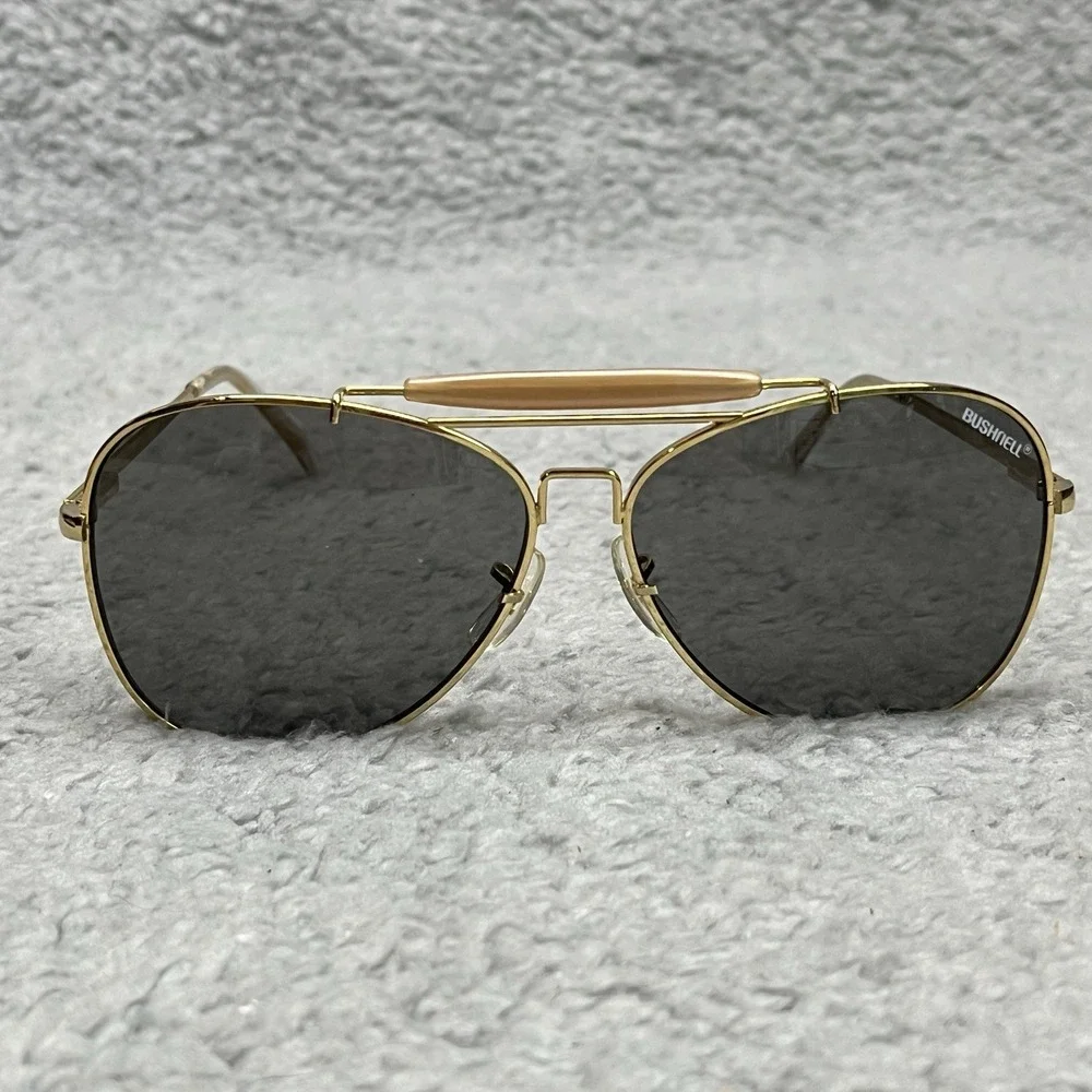 Bushnell‎ Aviator Sunglasses Gold Frames Gray Smoke Lens Vintage